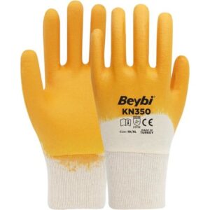 Beybi KN-350 Sarı Nitril Kaplı Koruyucu 10" 1 Çift Iş Eldiveni