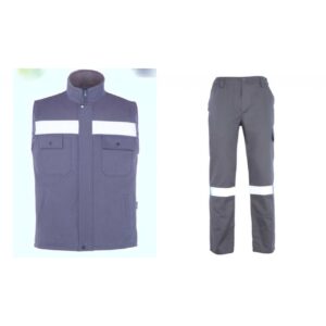 İş Takımı 7/7 Gabardin Gri %100 Pamuk Kapitoneli Reflektörlü Kışlık