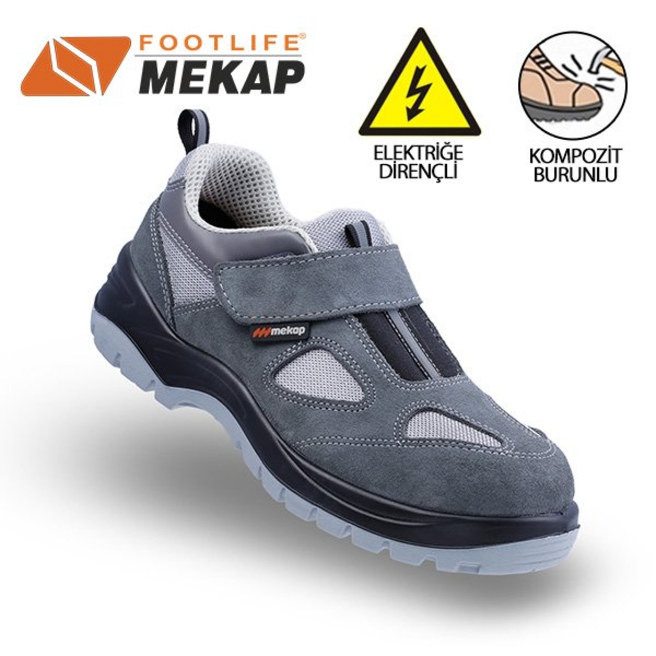 Mekap 157 Policap Gri S1 SRC Elektrikçi Ayakkabısı