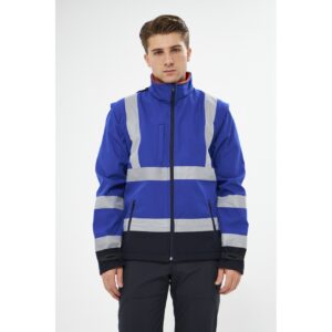 Orange Safety Saks Mavi Softshell Mont Reflektörlü