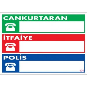 Pvc Levha "Cankurtaran İtfaiye Polis" 25X35 Cm