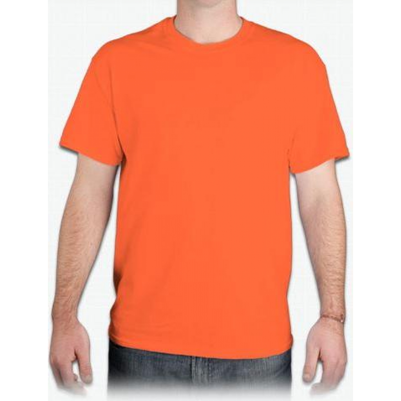 T-shirt Bisiklet Yaka Kısakol %100 Pamuk Cepli Turuncu